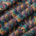 Popeline  Algodão Peixe Koi Verde - Ribes y Casals