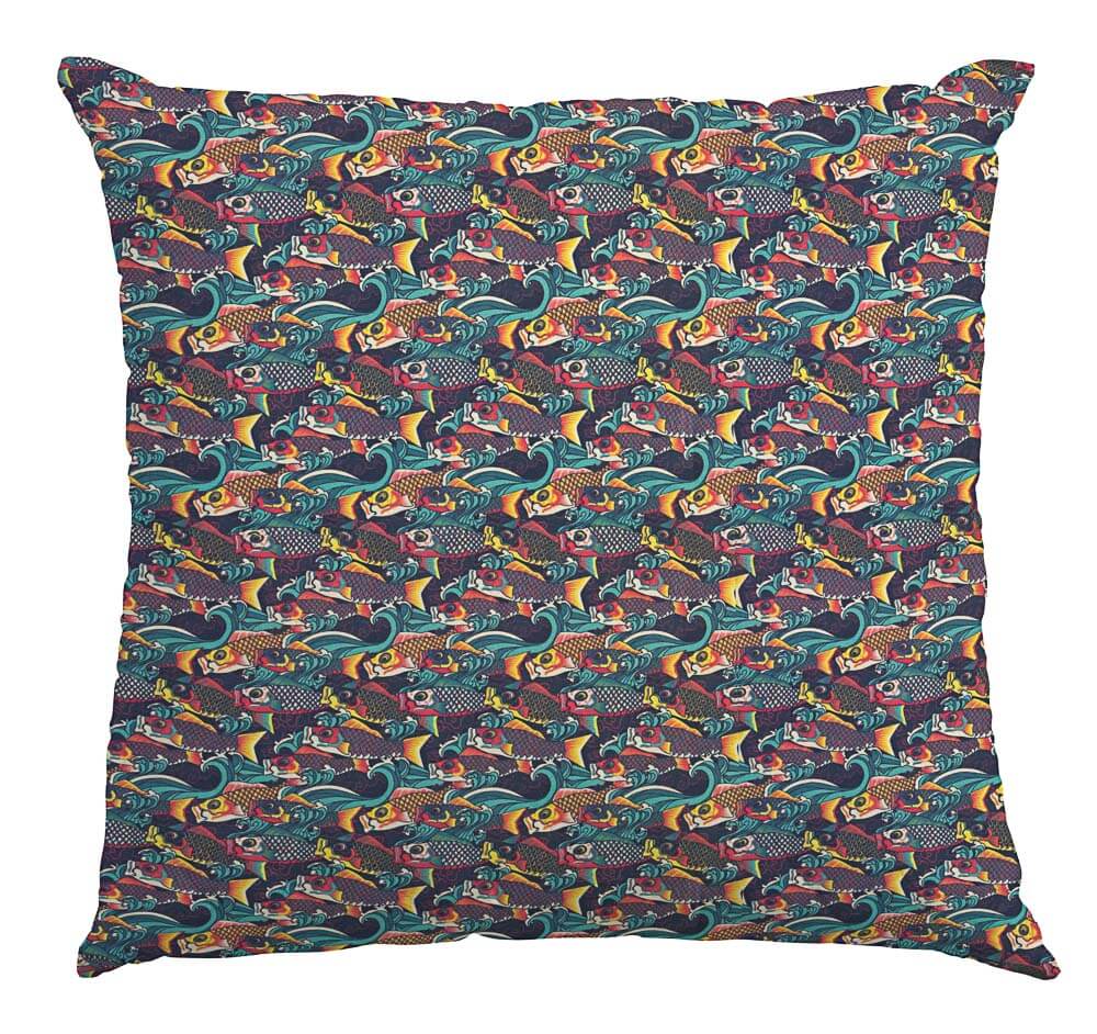 Popeline  Algodão Peixe Koi Verde - Ribes y Casals