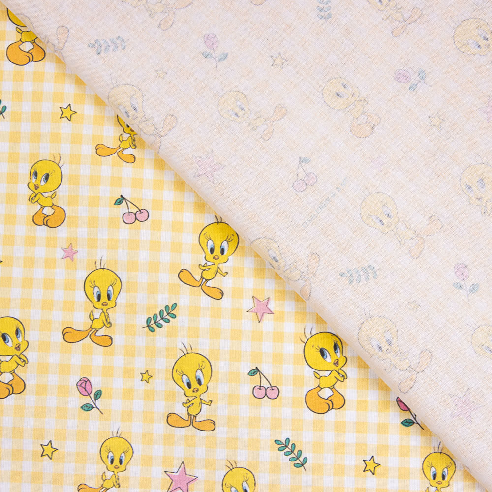 Popeline  Algodão Piu-Piu Amarelo - Ribes y Casals