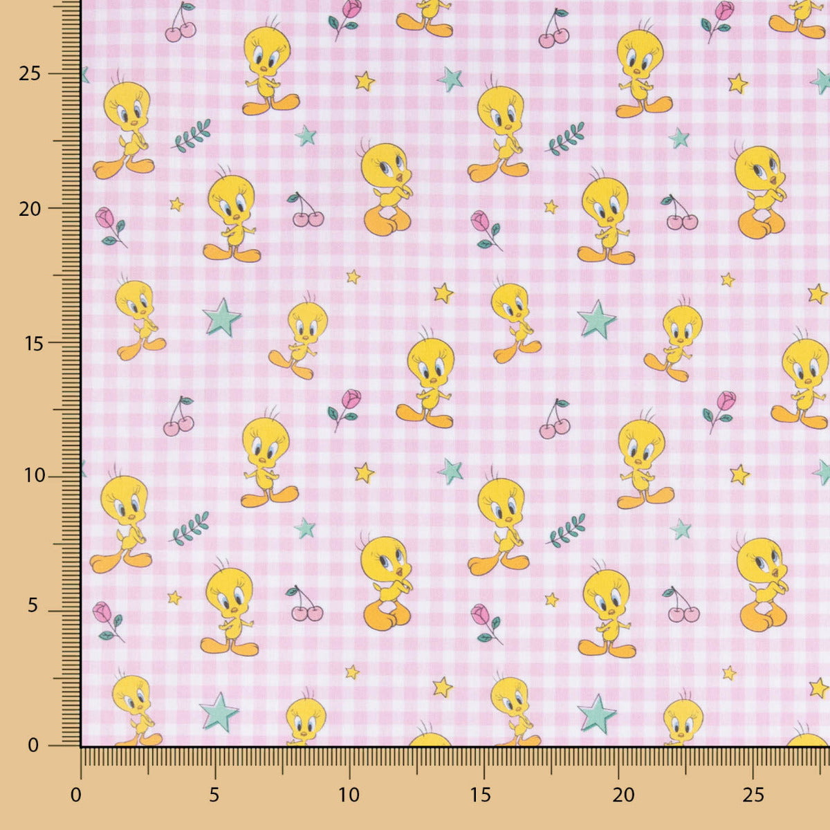 Popeline  Algodão Piu-Piu Rosa - Ribes y Casals