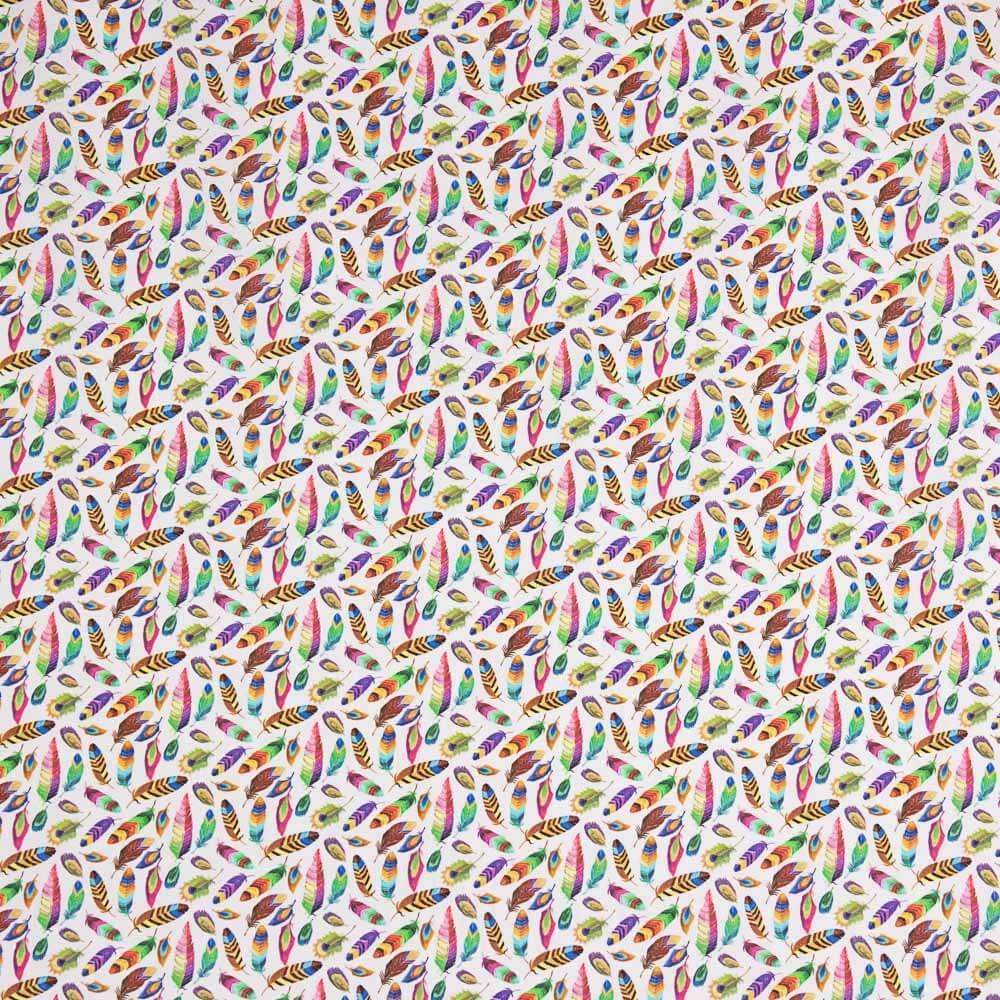 Popeline  Algodão Penas Coloridas - Ribes y Casals