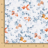 Popeline Algodão Peixe Koi Branco - Ribes y Casals