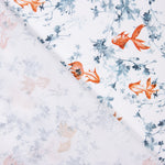 Popeline Algodão Peixe Koi Branco - Ribes y Casals