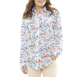 Popeline Algodão Peixe Koi Branco - Ribes y Casals