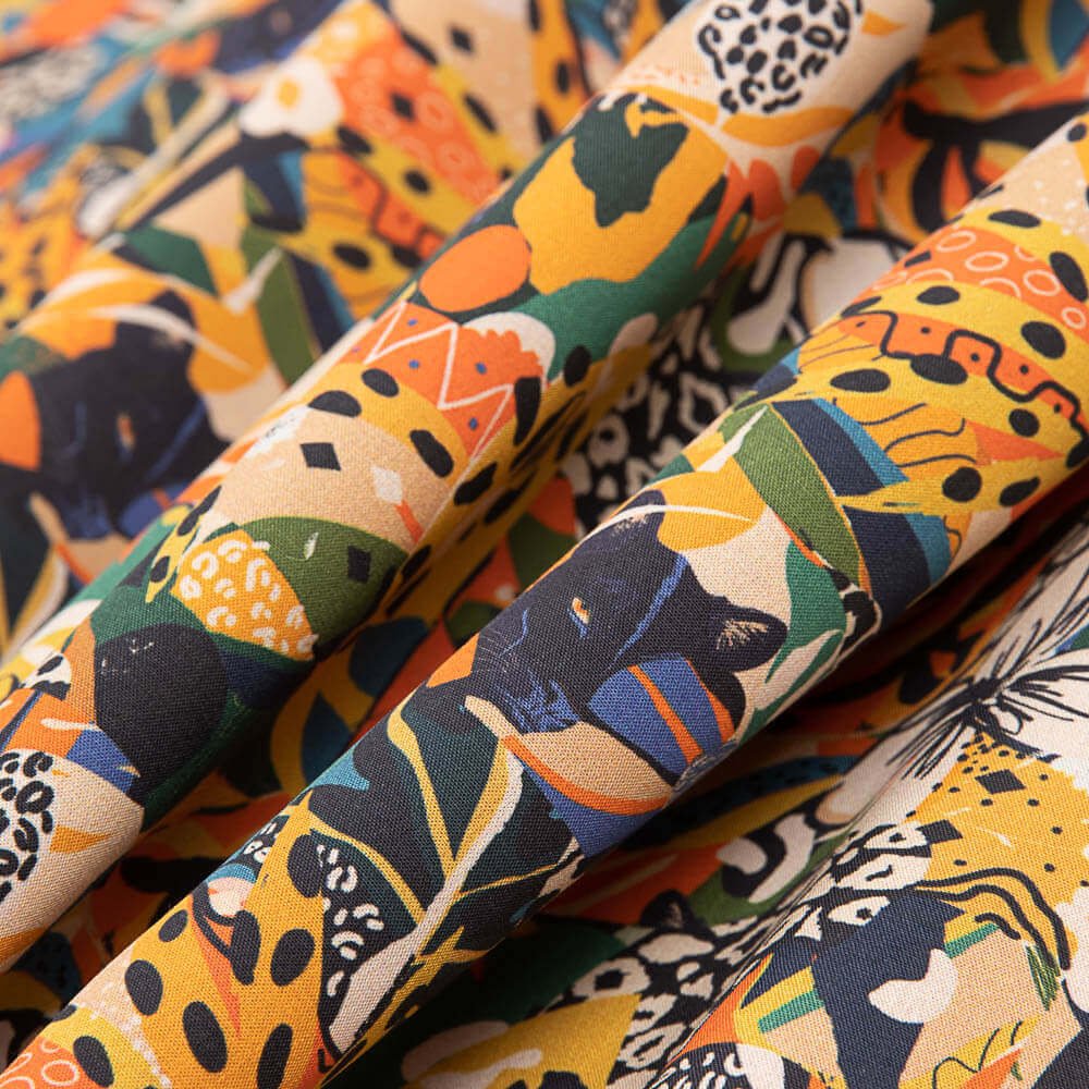 Popeline  Algodão Felino Multicolorido - Ribes y Casals