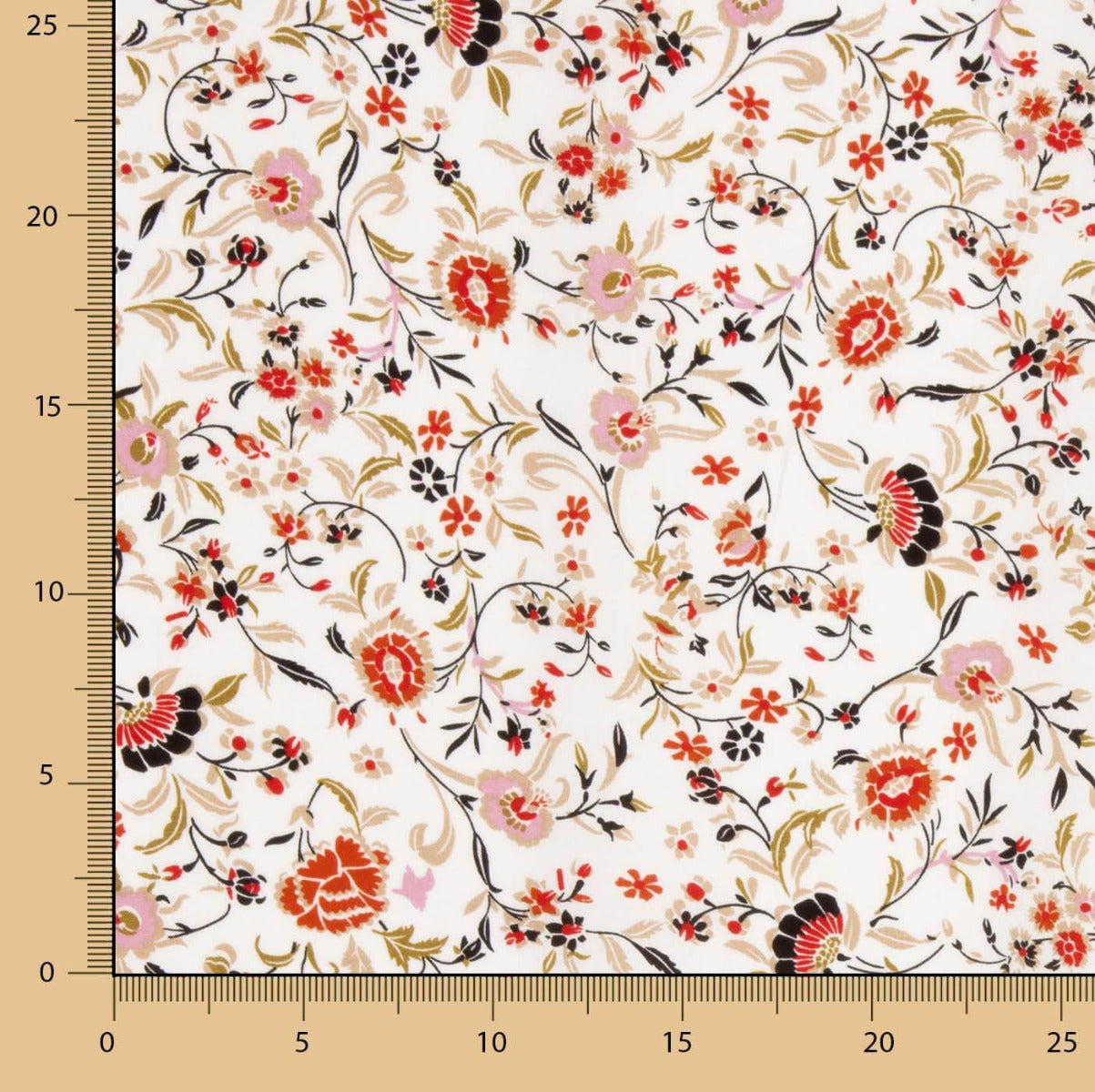 Popeline Viscose Floral Branco - Ribes y Casals