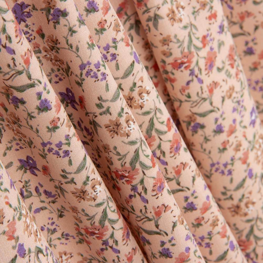 Popeline Viscose Floral Popeline Salmão - Ribes y Casals
