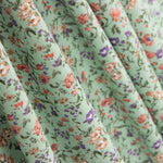 Popeline Viscose Floral Verde Claro - Ribes y Casals