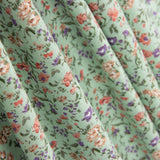 Popeline Viscose Floral Verde Claro - Ribes y Casals