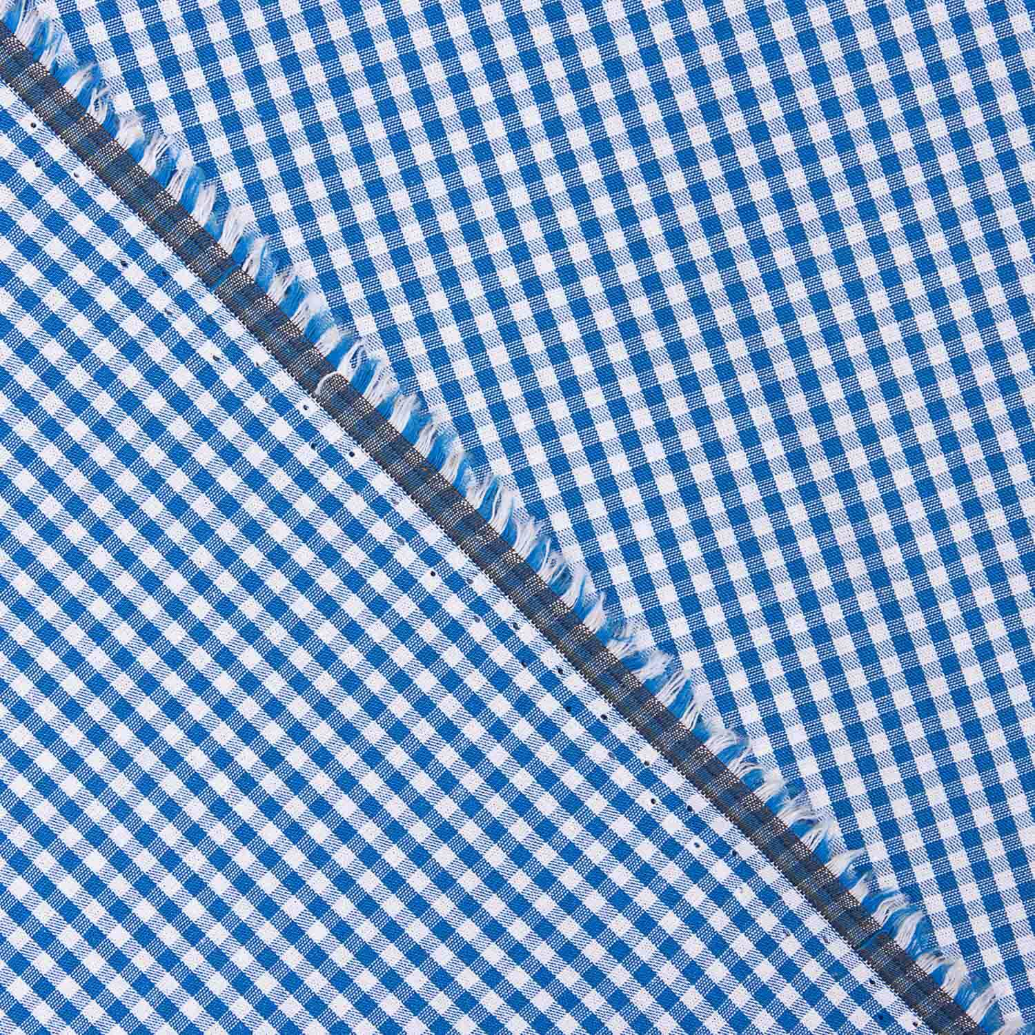 Popeline de algodão xadrez mini azul - Ribes y Casals