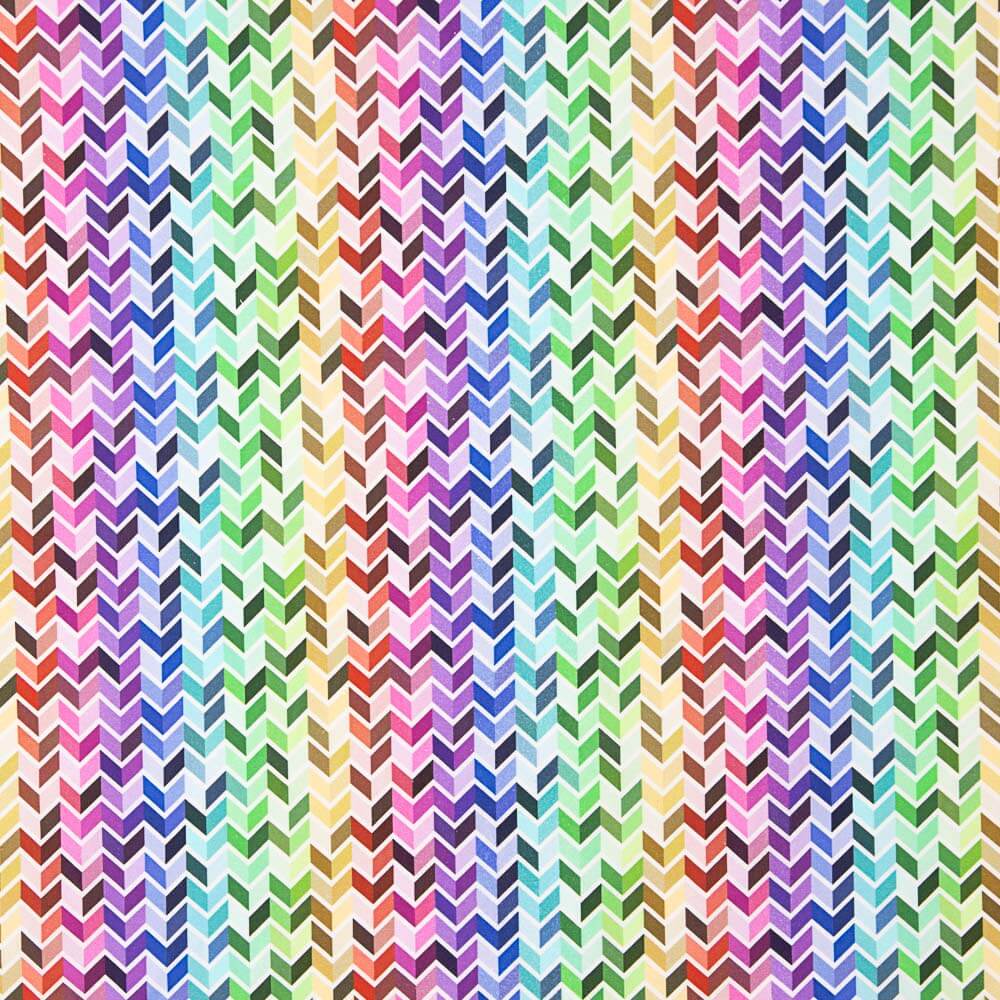 Popeline  Algodão Chevron Multicolorida - Ribes y Casals