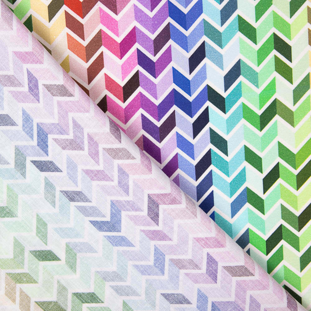 Popeline  Algodão Chevron Multicolorida - Ribes y Casals