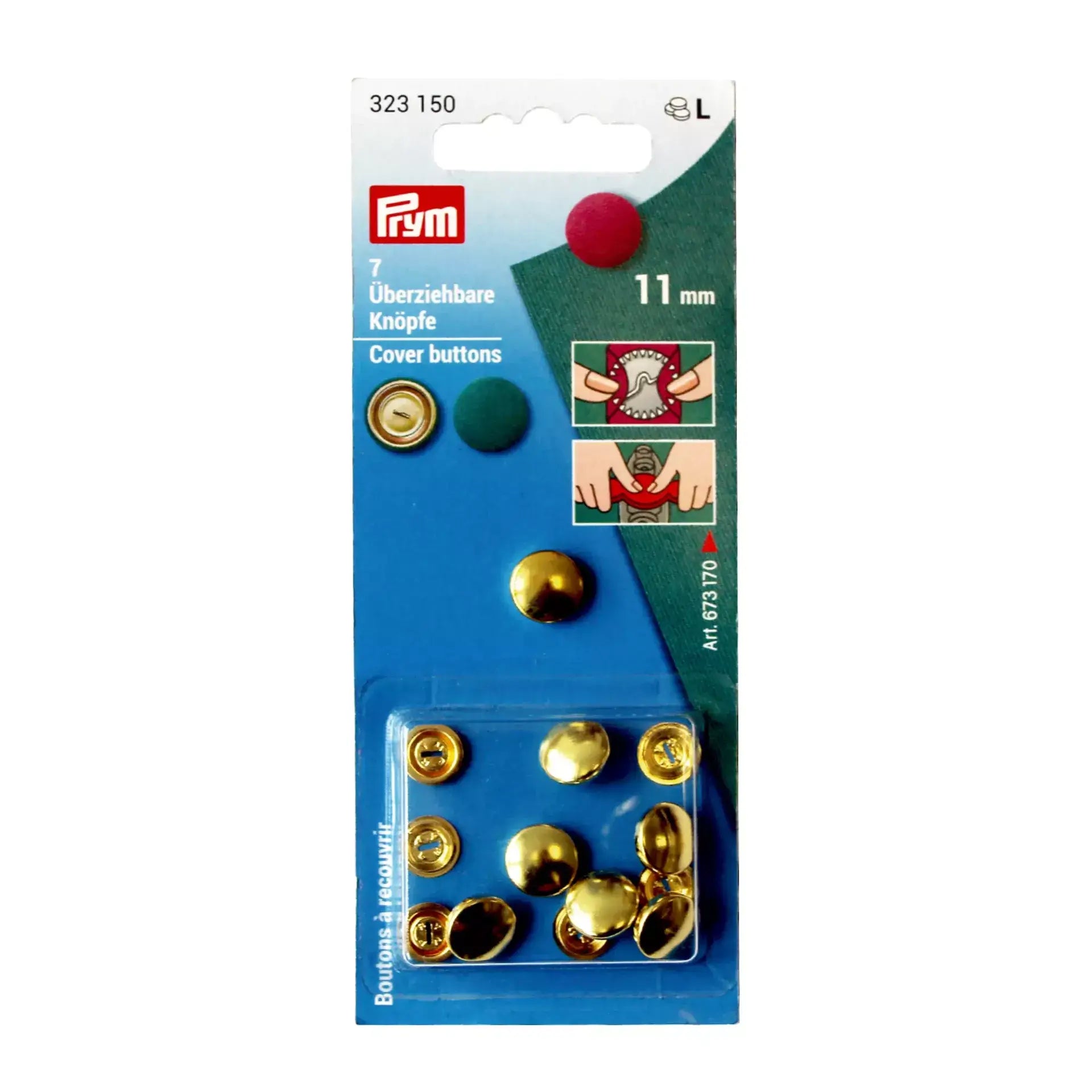 Botões Forráveis Prym 323150 Dourados 11 mm – Pack 7 Unidades - Ribes y Casals