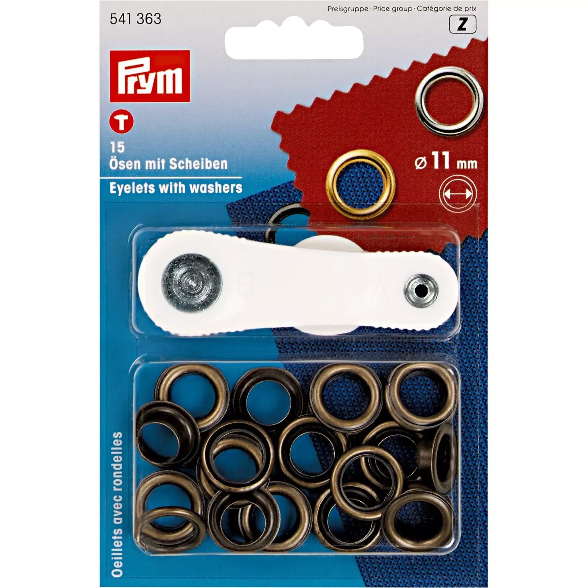 Ilhós Prym com Arruelas 11 mm Latão Antigo – 15 Unidades - Ribes y Casals