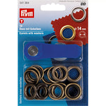 Ilhós Prym com Arruelas 14 mm Latão Antigo – 10 Unidades - Ribes y Casals