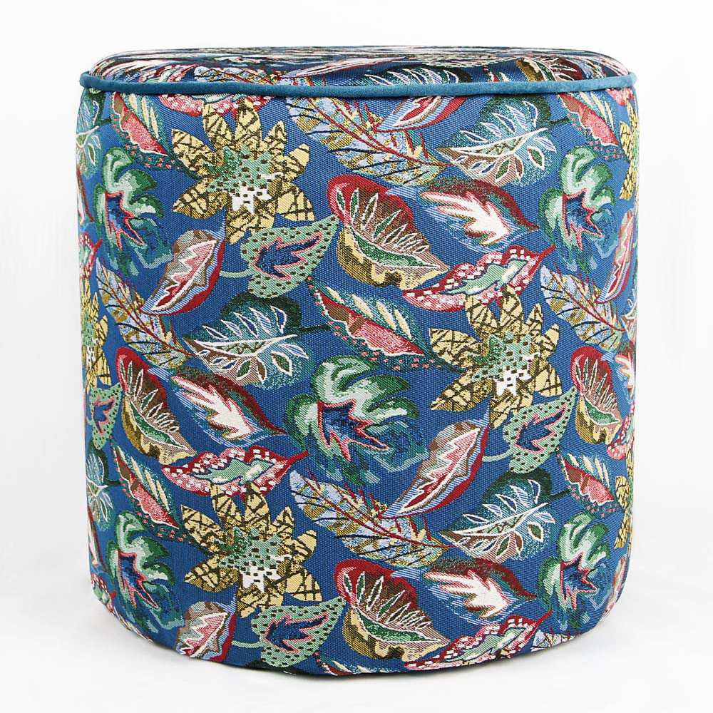 Puff Decorativo Tropical Azul 40x43cm - Ribes y Casals