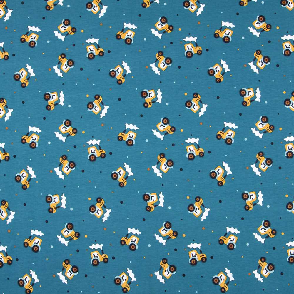 Malha de Algodão Tratores Verde Água - Ribes y Casals