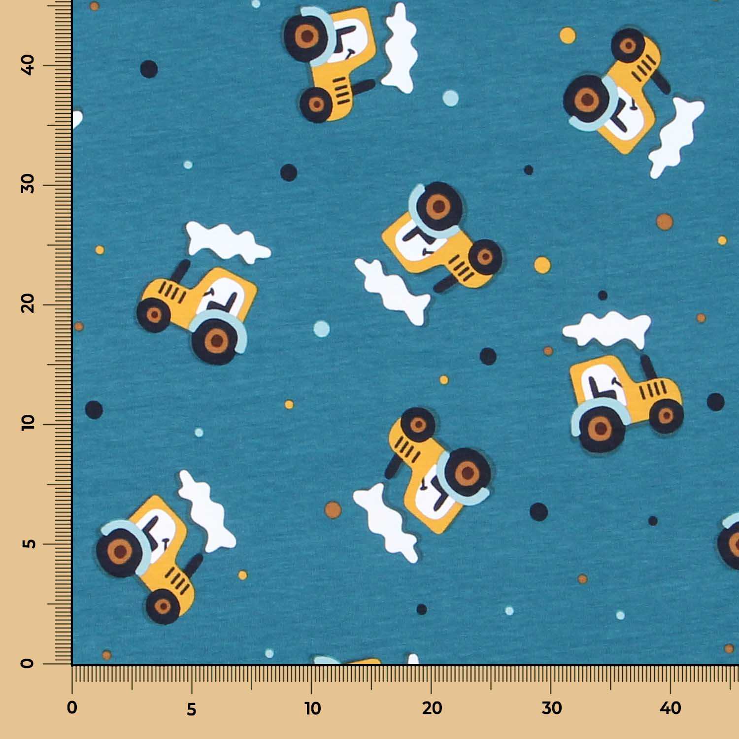 Malha de Algodão Tratores Verde Água - Ribes y Casals