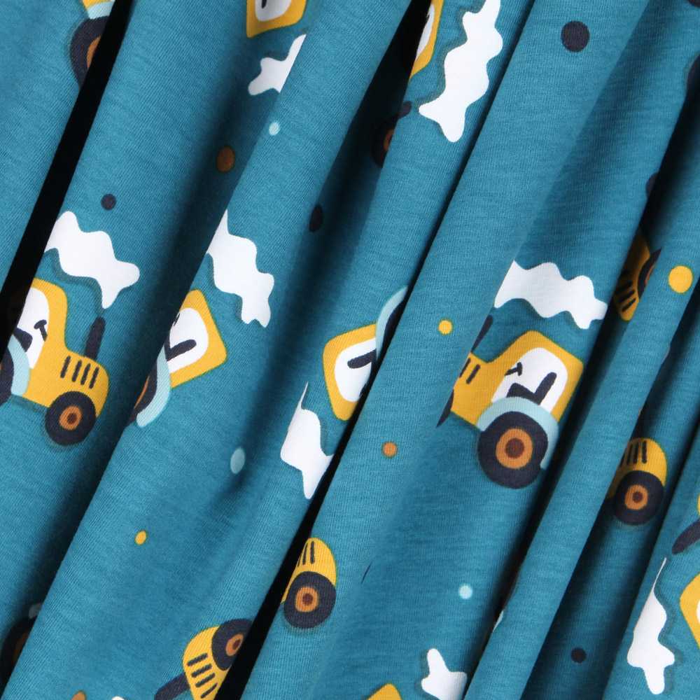 Malha de Algodão Tratores Verde Água - Ribes y Casals