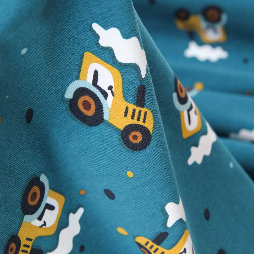 Malha de Algodão Tratores Verde Água - Ribes y Casals