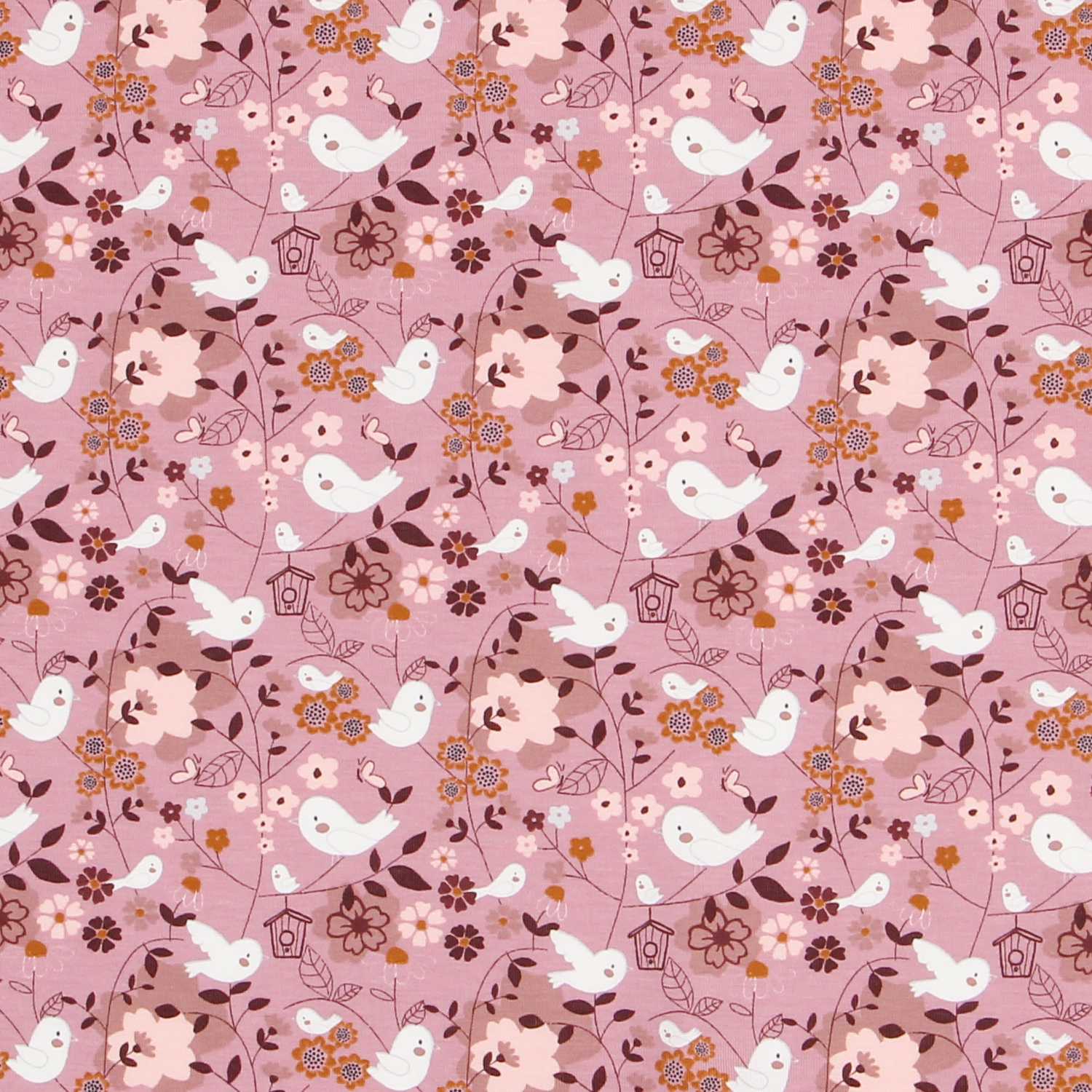 Malha de Algodão Pombinhos Rosa - Ribes y Casals