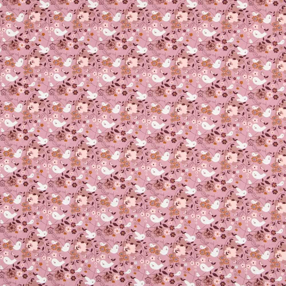 Malha de Algodão Pombinhos Rosa - Ribes y Casals