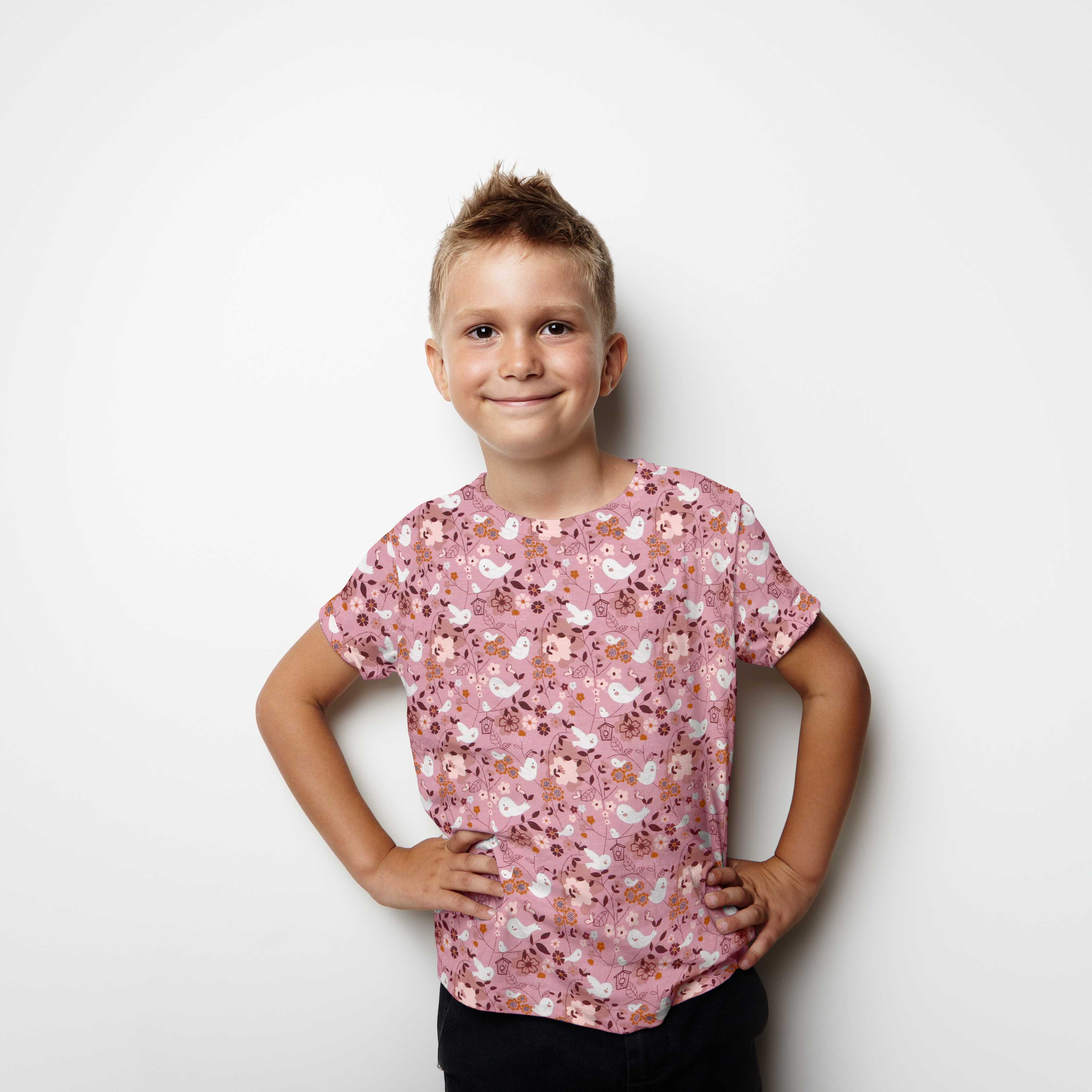 Malha de Algodão Pombinhos Rosa - Ribes y Casals