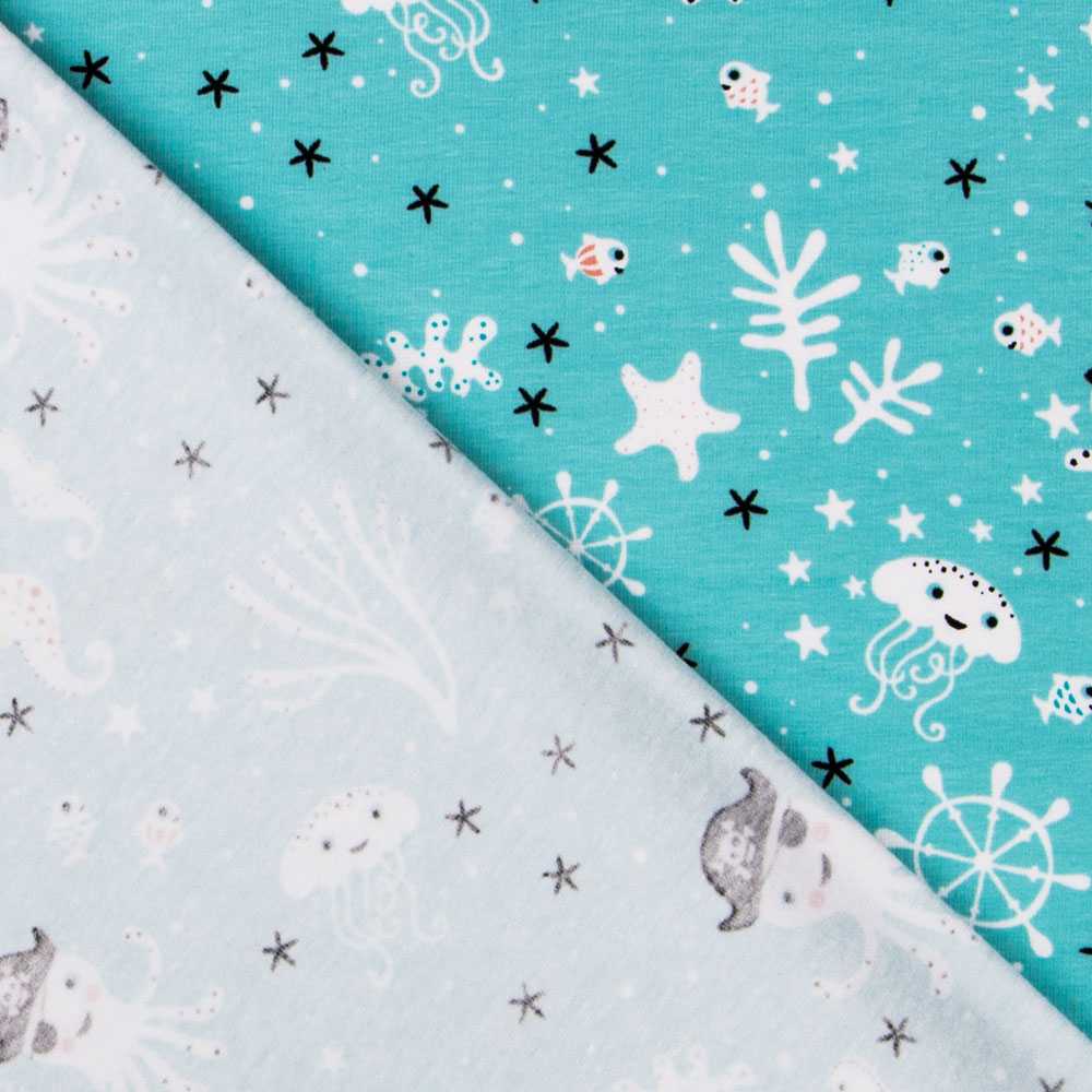 Punto Algodón Pulpos Verde Agua - Ribes y Casals