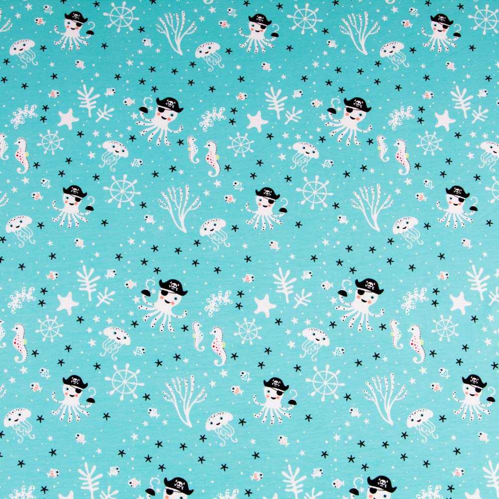 Punto Algodón Pulpos Verde Agua - Ribes y Casals