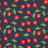 Malha de Viscose Cerejas Azul Marinho - Ribes y Casals