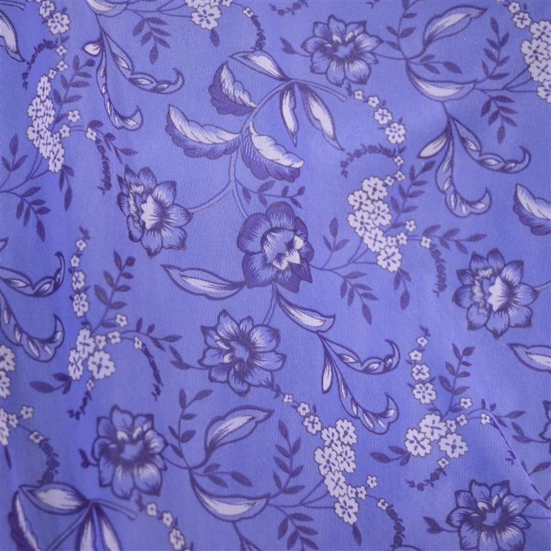 Malha Fina Lycra Flores Azuis - Ribes y Casals