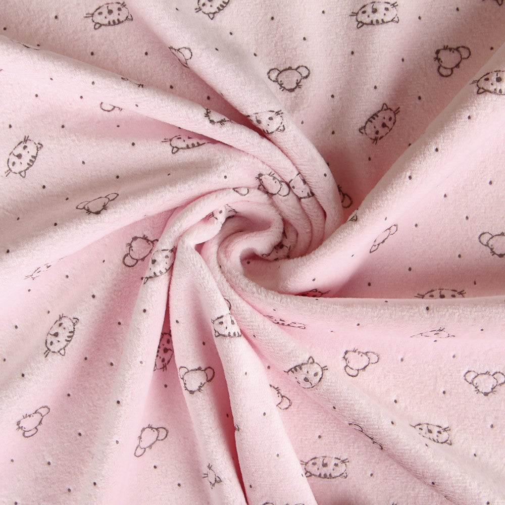 Tecido Tundosado Cats Rosa - Ribes y Casals