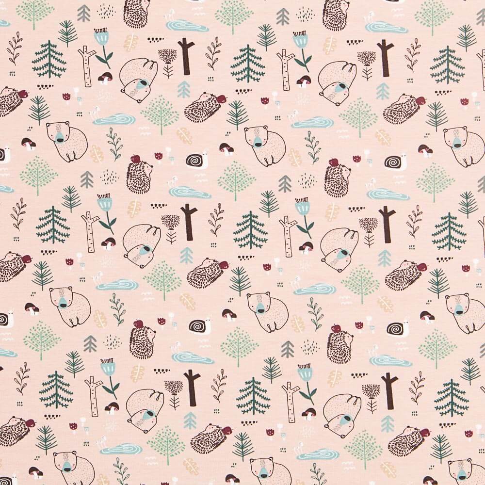 Malha de Algodão Bosque Nórdica Rosa - Ribes y Casals
