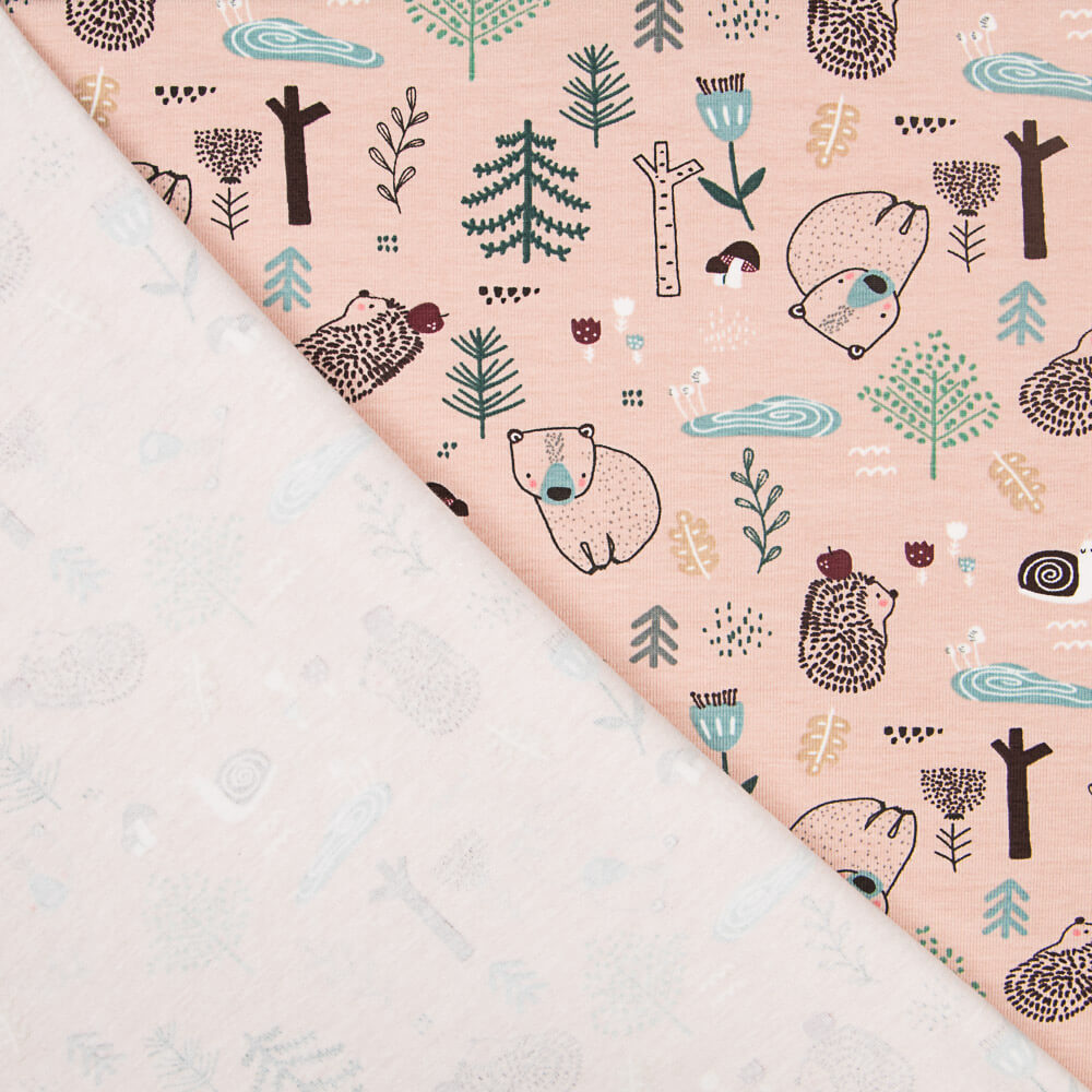 Malha de Algodão Bosque Nórdica Rosa - Ribes y Casals