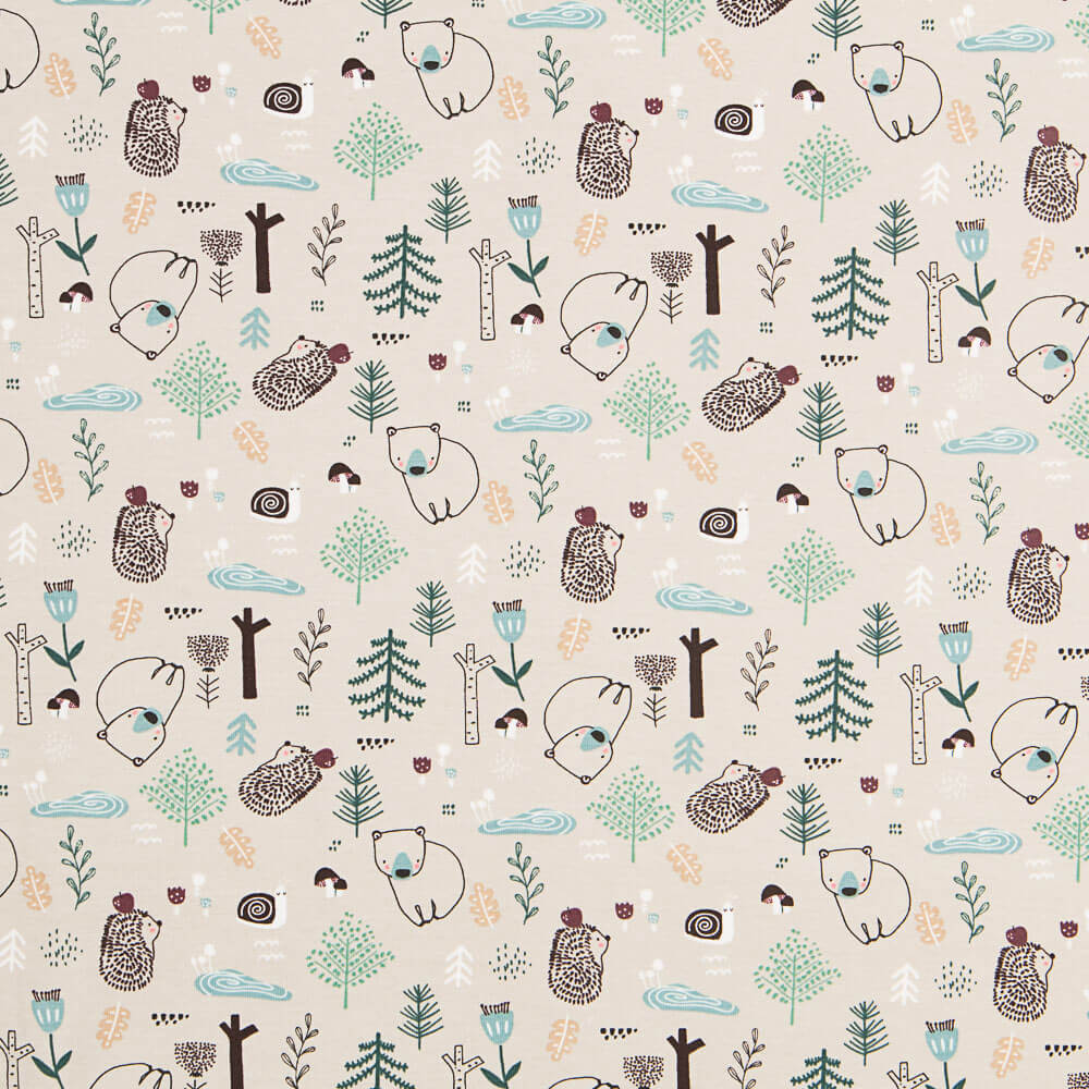 Malha de Algodão Bosque Nórdico Vison - Ribes y Casals