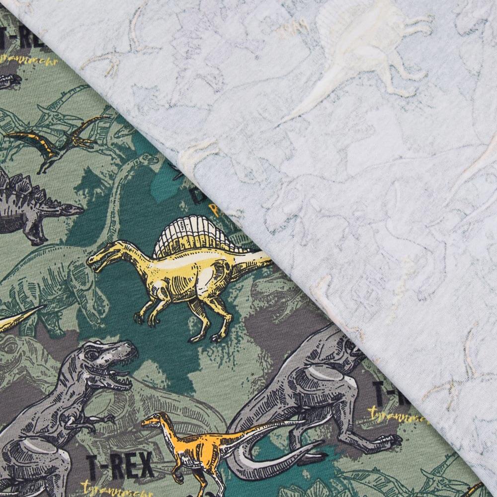 Malha de Algodão Dinossauros Verde - Ribes y Casals