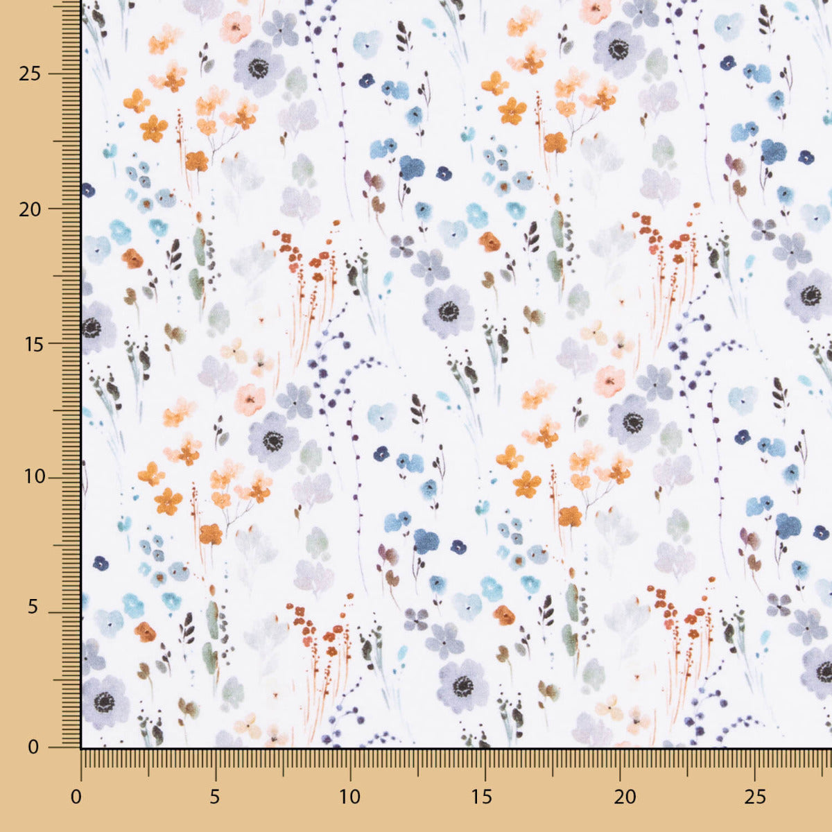 Malha Algodão Flor De Primavera Azul Denim - Ribes y Casals