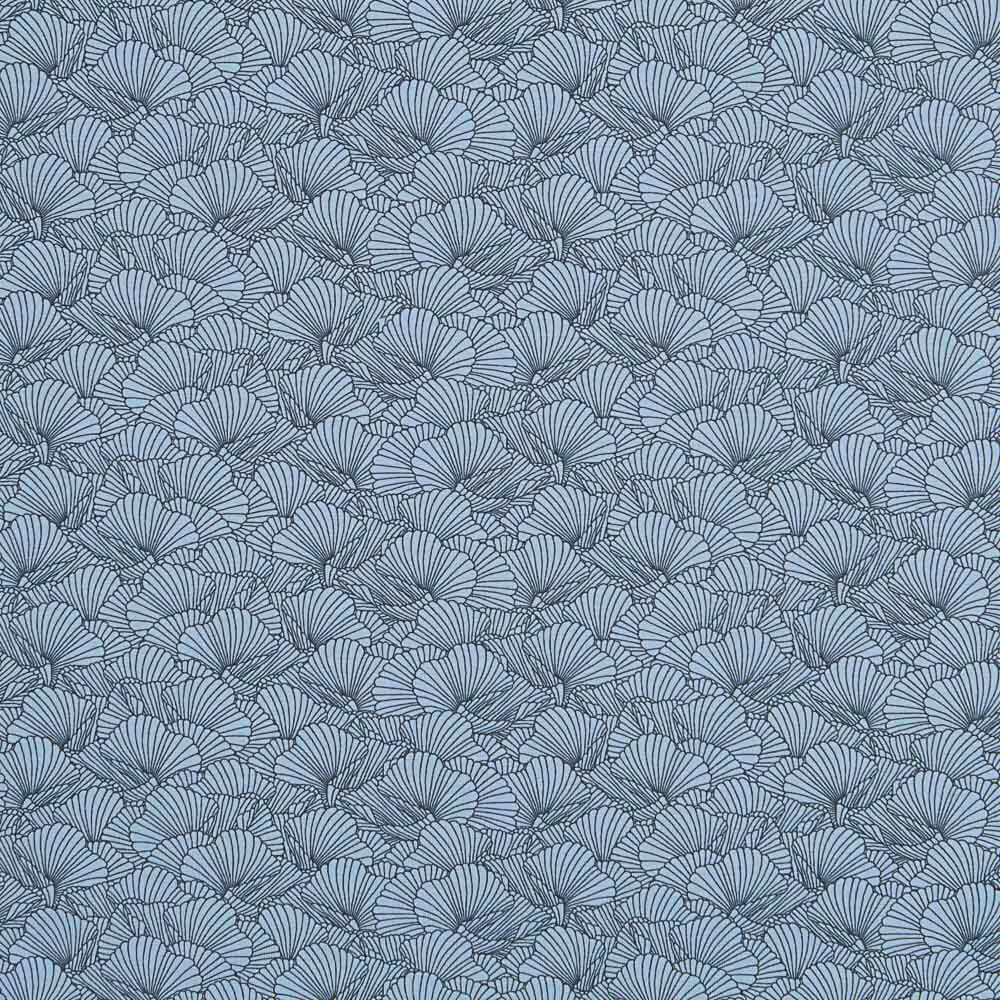 Malha Algodão Flores Azul Denim Oeko-Tex® - Ribes y Casals