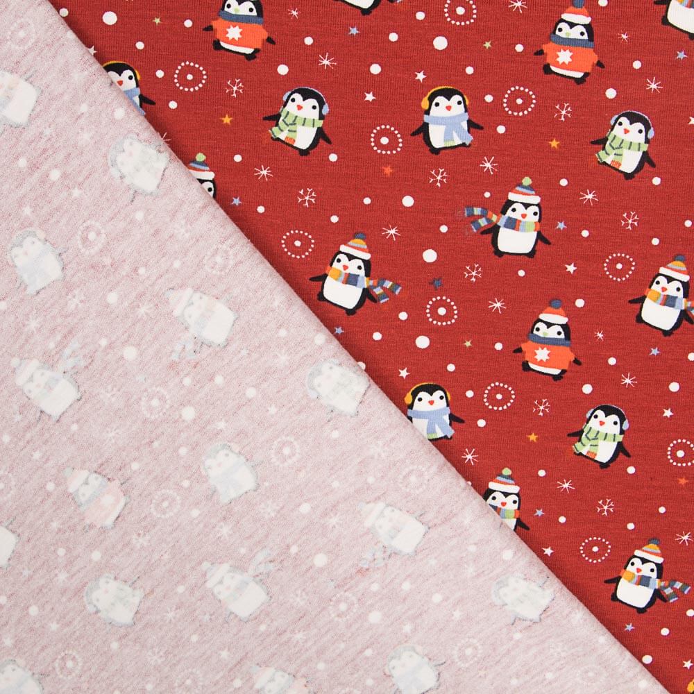 Malha Algodão Pinguins Garnet - Ribes y Casals