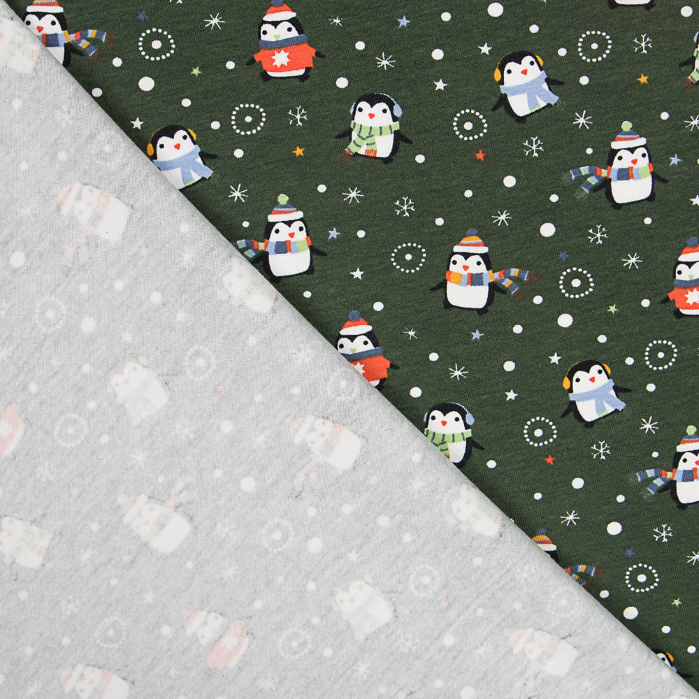 Malha Algodão Pinguins Verde - Ribes y Casals