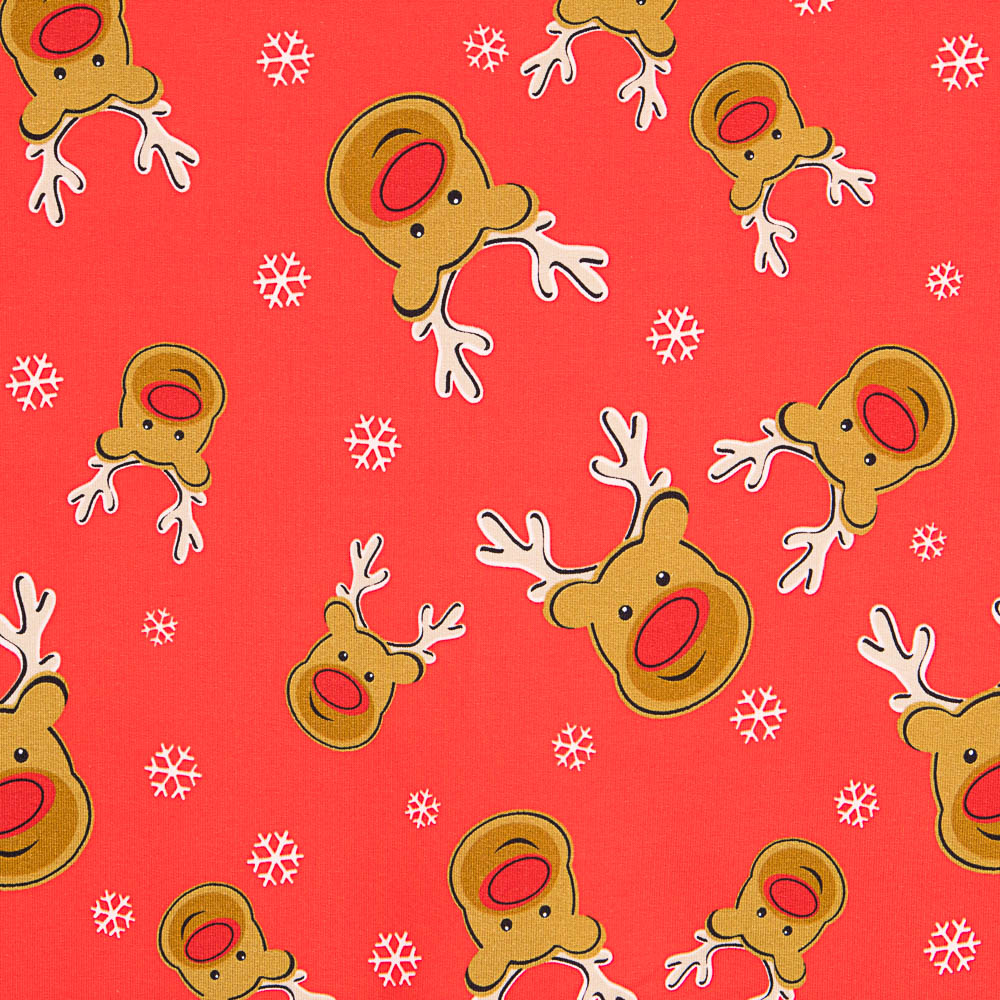 Malha Algodão Rena Vermelho Natal - Ribes y Casals