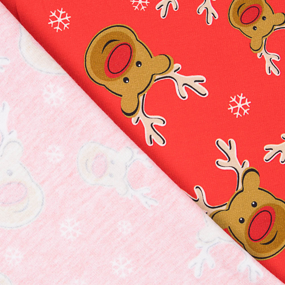 Malha Algodão Rena Vermelho Natal - Ribes y Casals