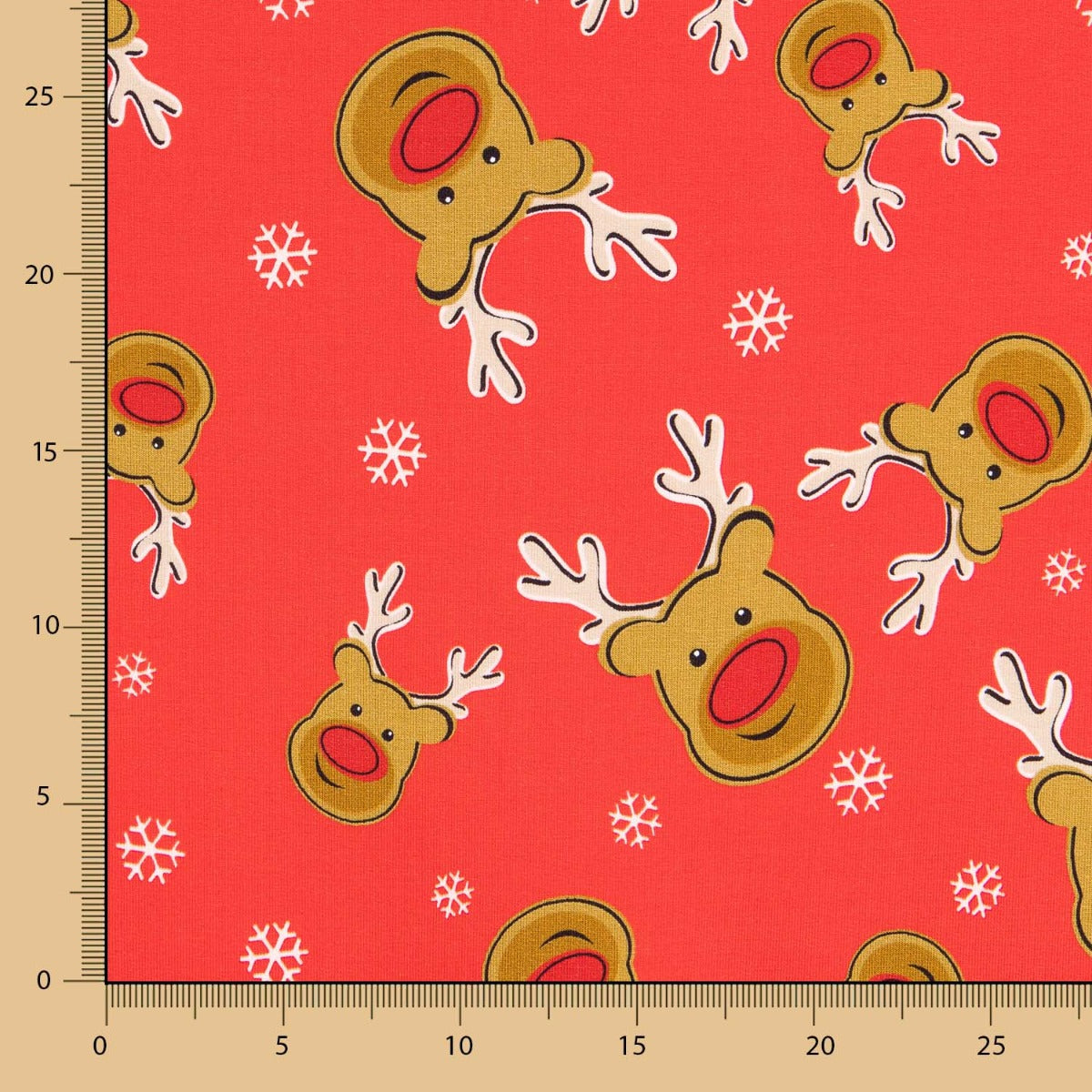 Malha Algodão Rena Vermelho Natal - Ribes y Casals