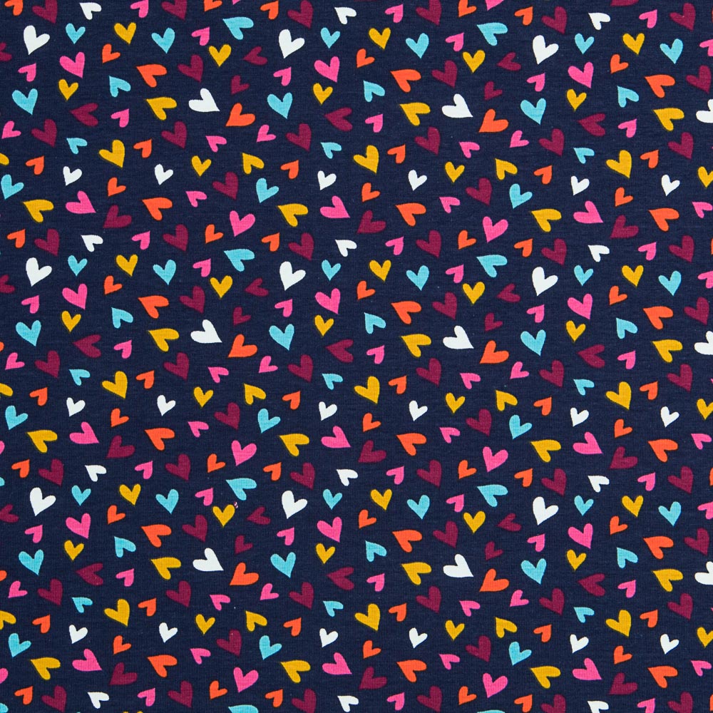 Malha Algodão Corações Roxo - Ribes y Casals