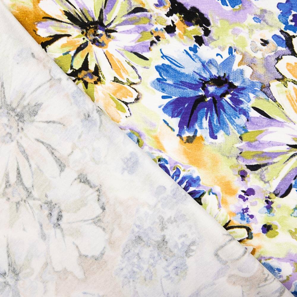 Malha Viscose Floral Lilás - Ribes y Casals