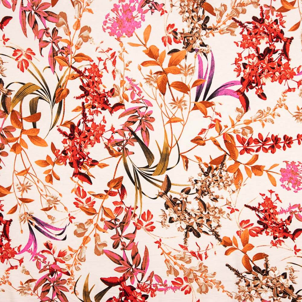 Malha Viscose Floral Coral - Ribes y Casals