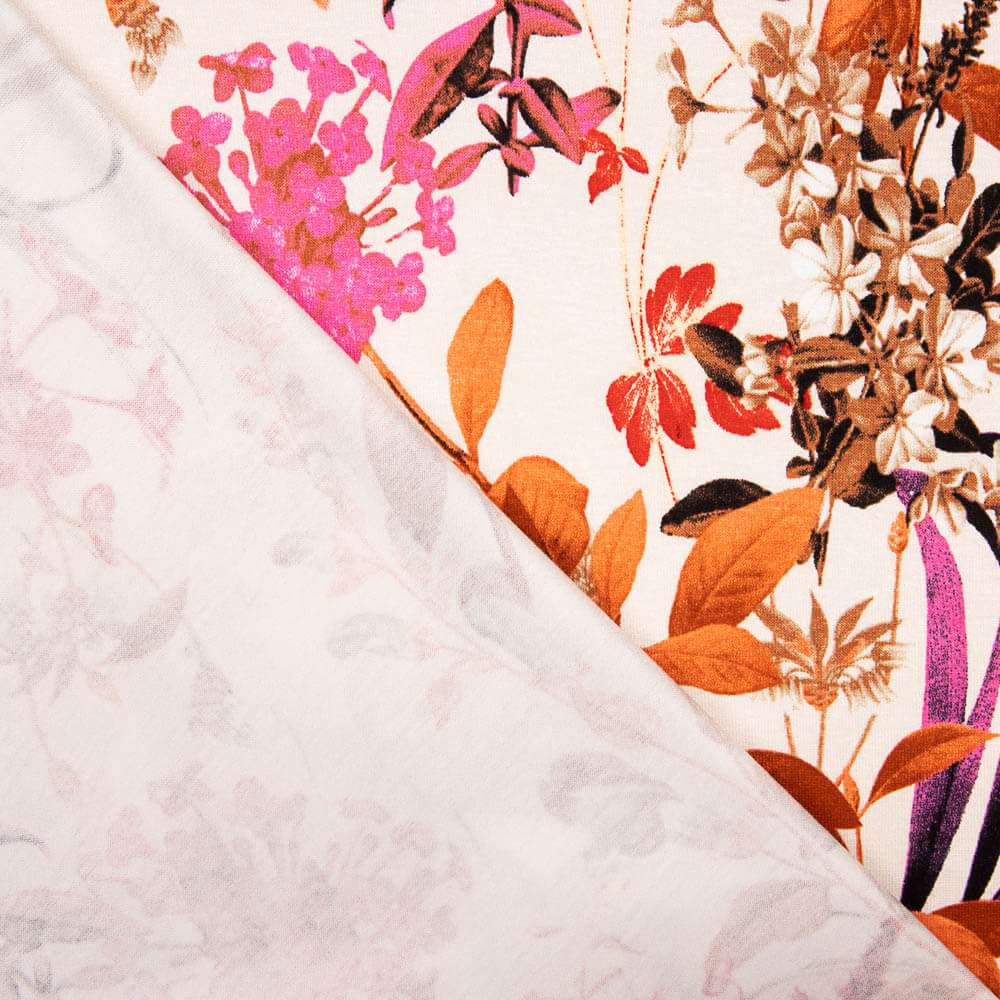 Malha Viscose Floral Coral - Ribes y Casals