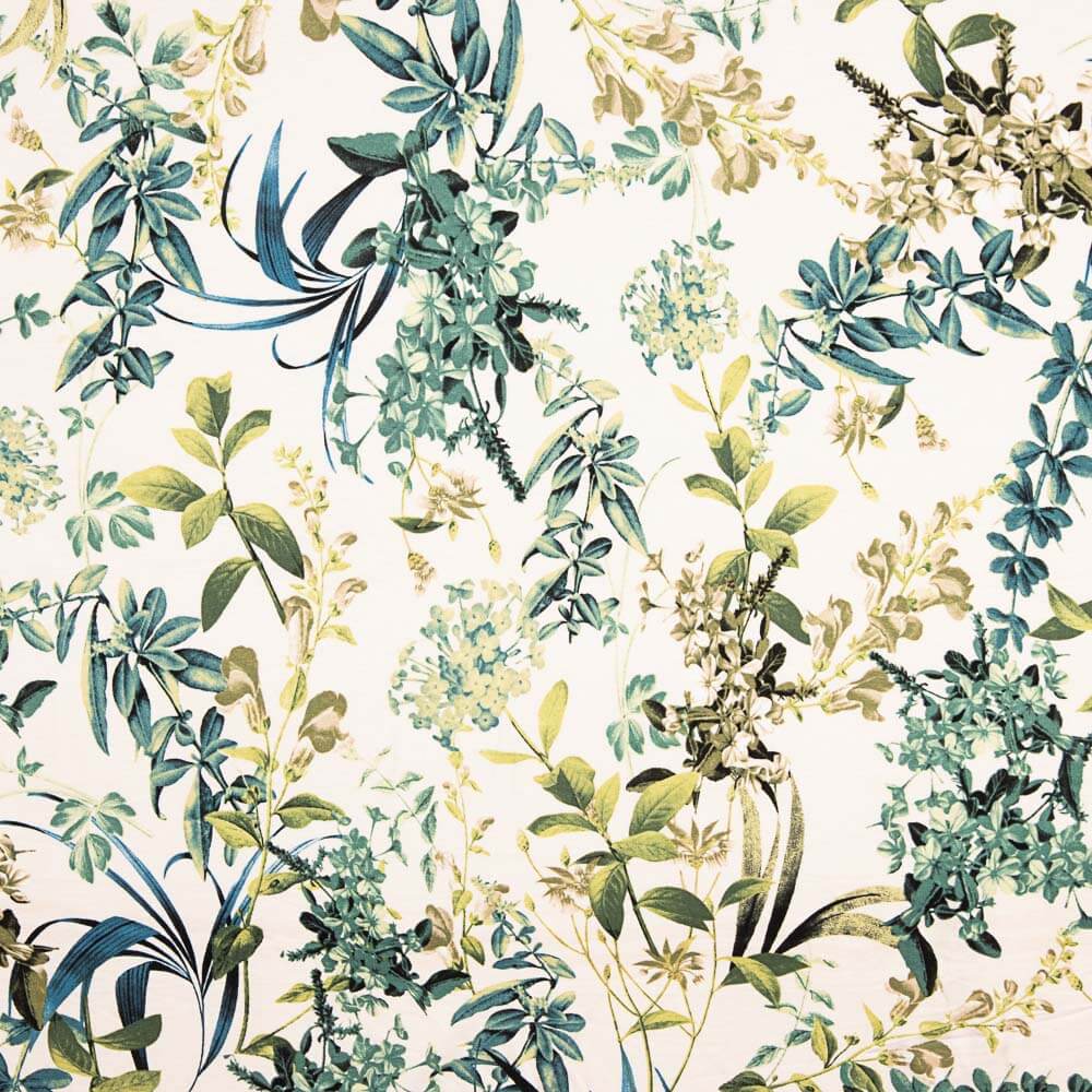 Malha Viscose Floral Branca - Ribes y Casals