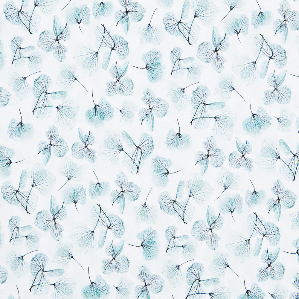 Malha de Pelúcia Floral Água-Marinha Oeko-Tex® - Ribes y Casals