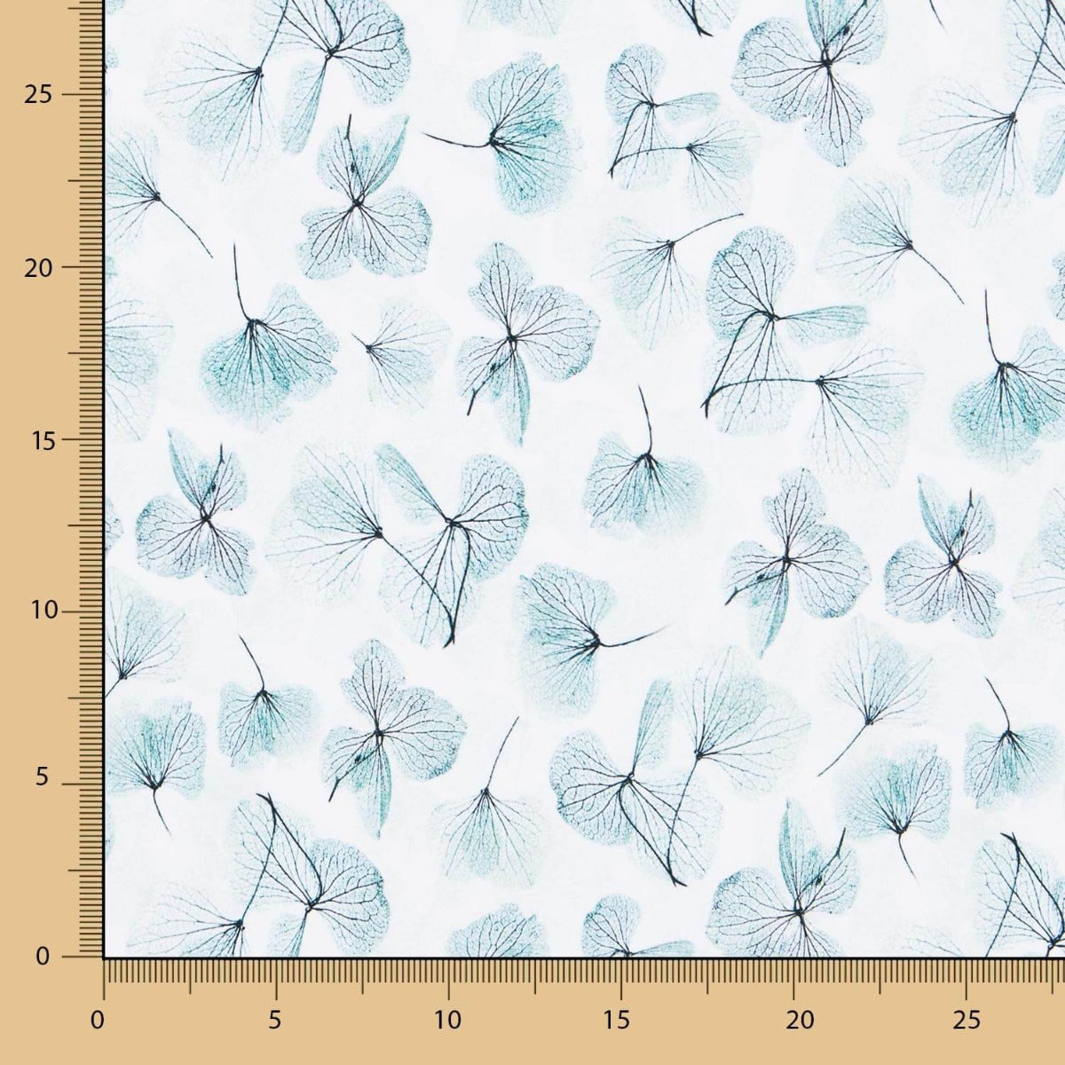 Malha de Pelúcia Floral Água-Marinha Oeko-Tex® - Ribes y Casals